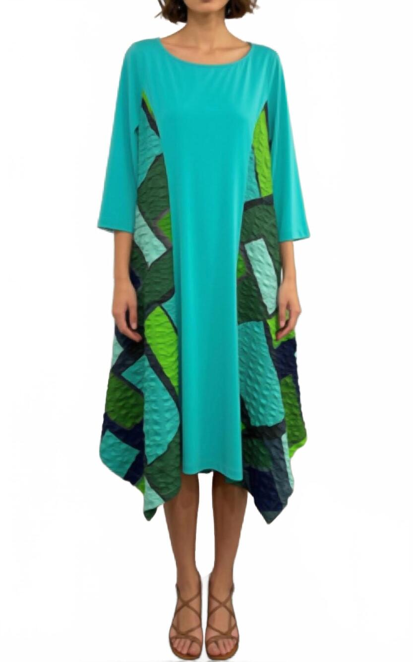 NEW IC COLLECTION colorblock midi dress in blue